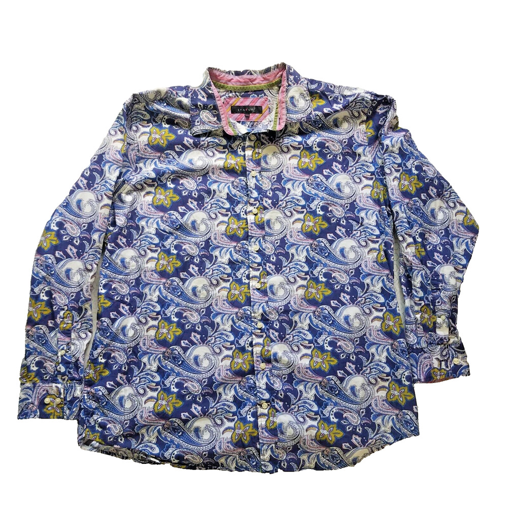 Synrgy Paisley Shirt Mens 2XLT Purple Long Sleeve Button Up Business Casual